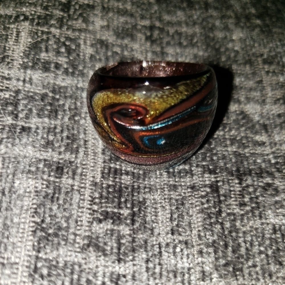 Italian Blown Glass Ring Size 8